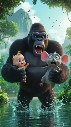 mouse saves the baby form gorilla #mouse #baby #babyboss #save #ai #cartoon 