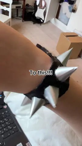Couldn’t find a good sound so permit office song it is!! I’m so happy with how this came out it was so fun:P I brought the bracelet so long ago in a costume store and it was way too big so I’ve never used it but now I’m actually gonna wear it!!:3 #DIY #yaysers #emo #alternative #diyideas #spikes #spikedbracelet #studdedbracelet #emodiy #alt #alternativediy #diyfashion #alternativefashion #altfashion #bracelet #fyp #imgonnahavetoputyouonhold  guys don’t look at the mess on my desk I’m cooking up another craft too rn😭 #moots? #xyzcba 
