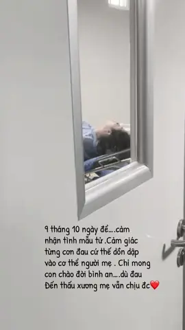 9 tháng 10 ngày để….cảm  nhận tình mẫu tử .Cảm giác từng cơn đau cứ thế dồn dập  vào cơ thể người mẹ . Chỉ mong  con chào đời bình an….dù đau  Đến thấu xương mẹ vẫn chịu đc❤️