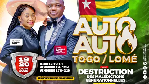 Auto-Auto Togo 🇹🇬 📍 STADE OMNISPORTS DE LOMÉ  📅Du 19 Au 20 Juin  ⌚Jeu 17h-21h/Ven 08h-12h & 17h-21h  ☎️+228 92451681/+228 97679488