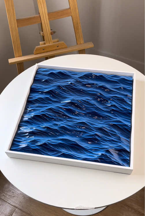 Carving an ordinary wooden board into a lifelike ocean, do u think it looks like the album cover of SZA?💙🌊 40x40cm // On Sale Now // Limited Edition  #artist #art #ocean #sea #beach #sza #design #handmade #handcrafted #sculpture #oceanart #fyp #artwork #acrylic #wood #woodcarving #oceanlover #homedecor #wallart #giftideas #seainpalm #losangeles #blue 