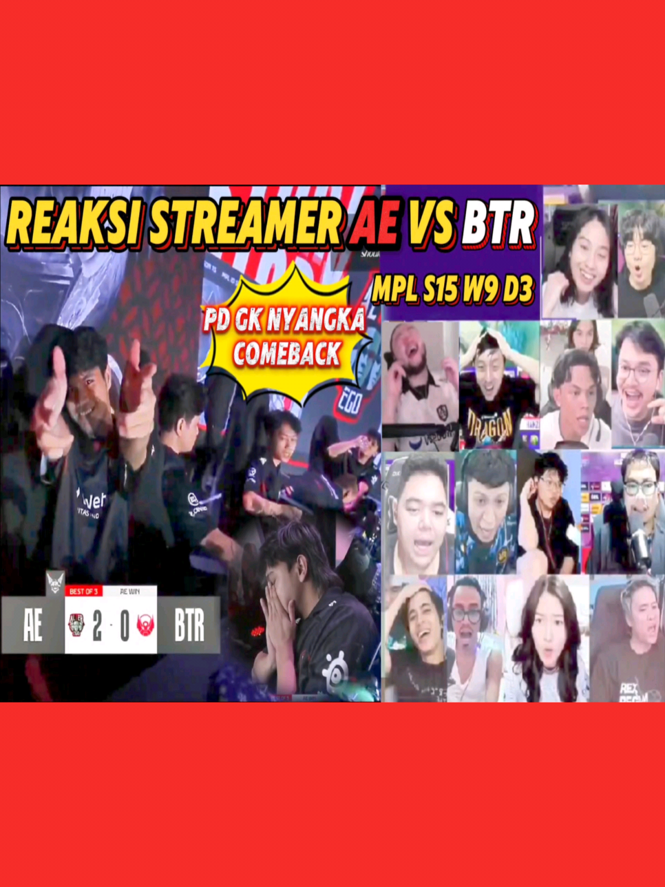 Reaksi Streamer Comeback AE VS BTR MPL S15 W9 D3 #mpl #mpls15 #alterego #bigetronalpha  #MLBBxNARUTO #MLBB #MobileLegendsBangBang #mlbbcreator 