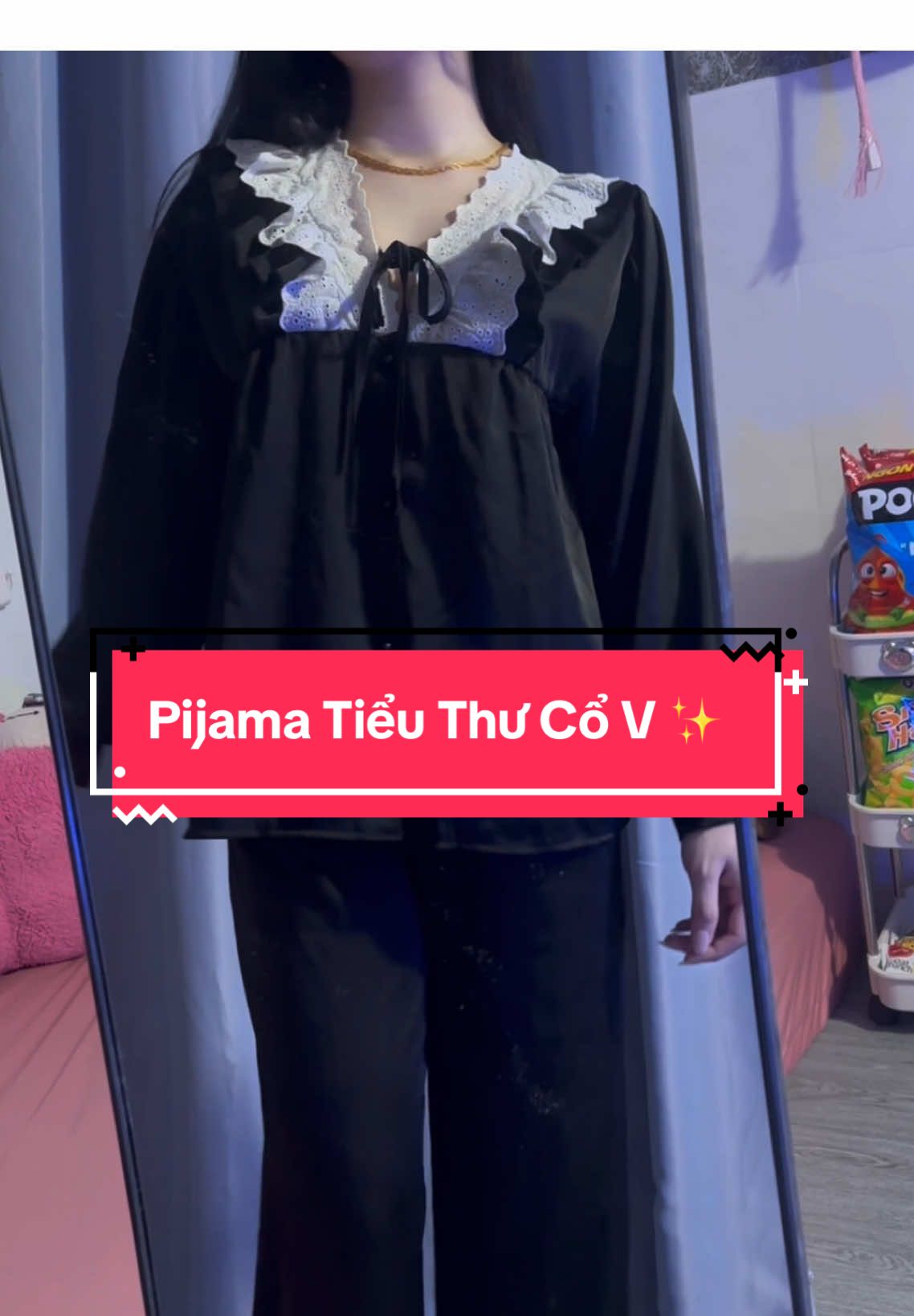 Pijama Cổ V Phối Ren Sang Chảnh ✨🥰 #pijamatieuthuphoiren #pijamatieuthu #dobotieuthu #pijamatieuthulua #xuhuong #dishoppp 