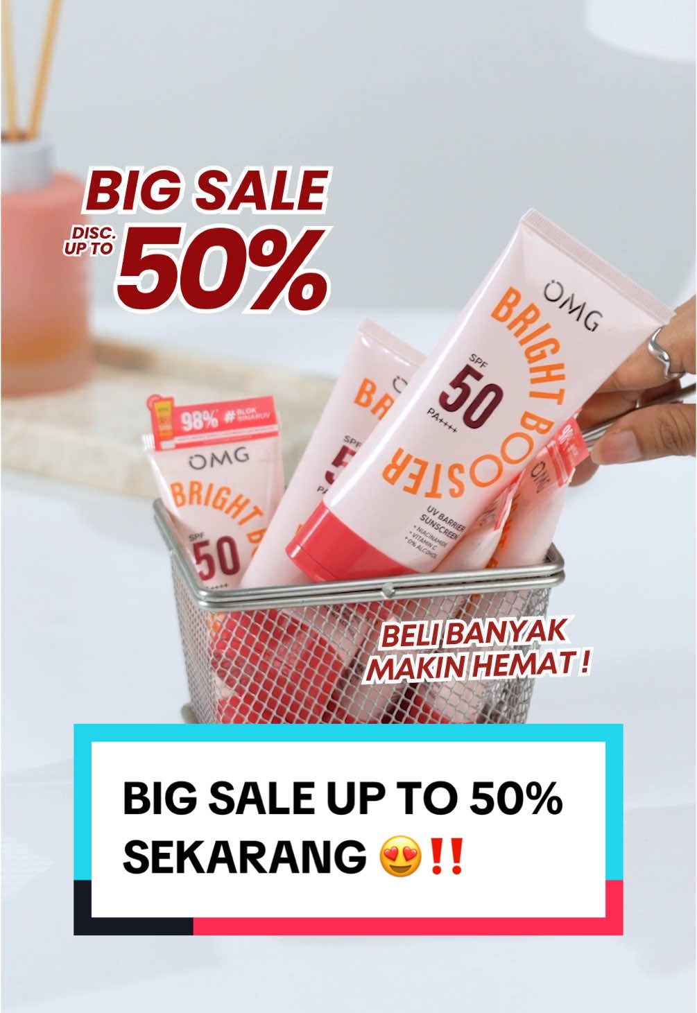 Udah repurchase belum? Sekarang diskon up to 50% lho! 📦 Stock setahun, biar nggak panik pas habis tiba-tiba! 👉 Checkout sekarang sebelum nyesel #OMGBeauty #SunscreenOMG #SunscreenViral #reviewsunscreen #OMGBrandFestival #fyp #TiktokBeautyFestID #OMGBeautyFestID