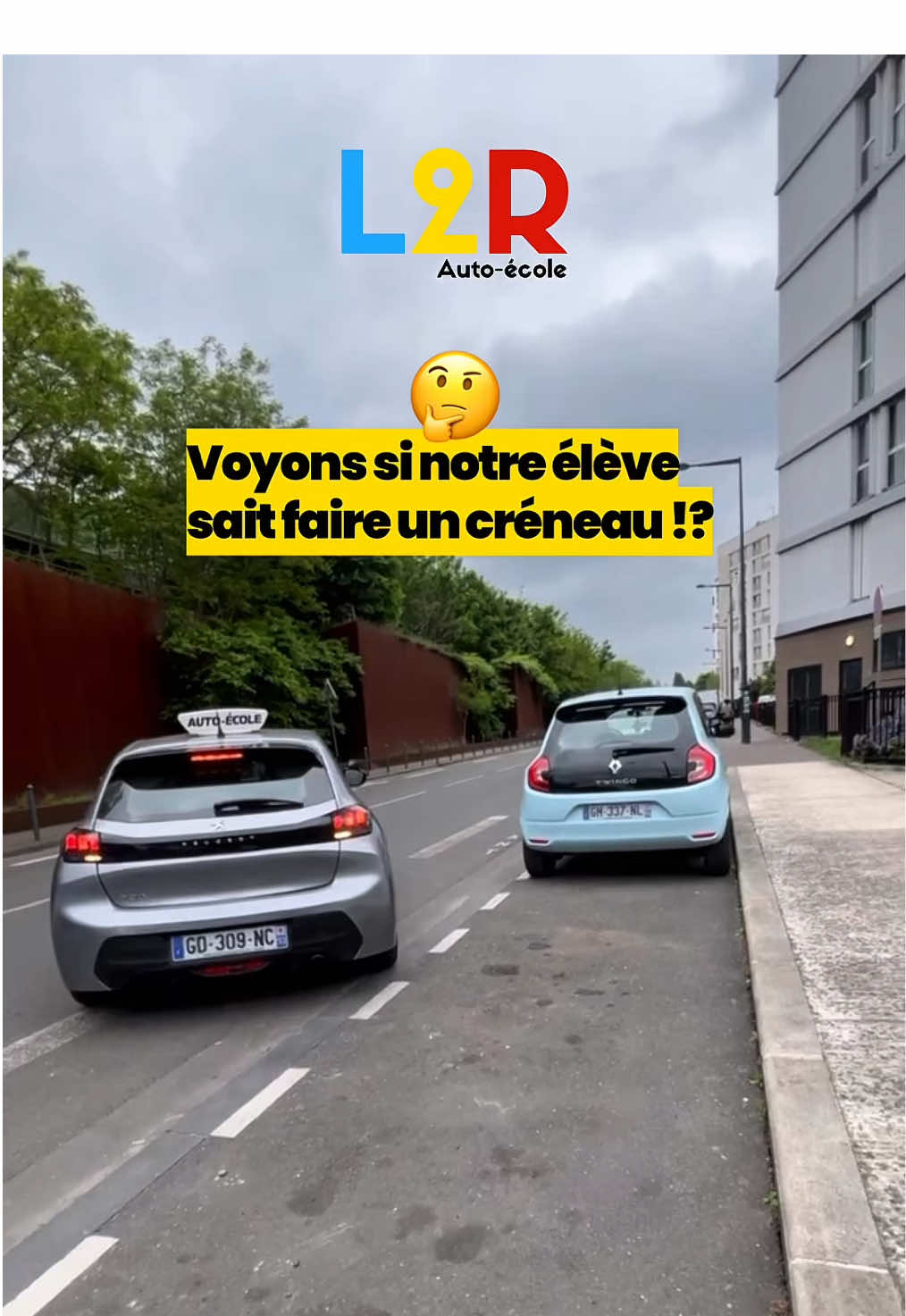 Voyons si notre élève sait faire un créneau 🤔💡 Dites nous en commentaire si vous pensez que les étapes sont respectées ! ✅ #permisdeconduire #l2rautoecole #autoecole #creneau 