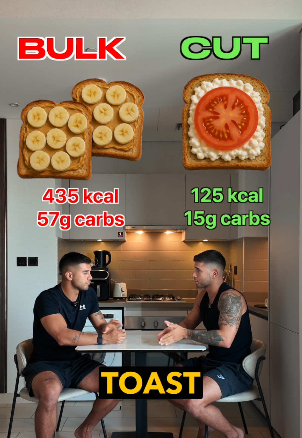 Bulking or cutting - it’s not about eating completely different foods. It’s about knowing how to adjust based on your goal. Bread for breakfast? ➡️ When bulking: 2 slices with peanut butter and bananas. ➡️ When cutting: one slice with cottage cheese and tomato. Same food. Different strategy. Understand what you eat - and why. 🤝 Follow me for practical nutrition tips, hybrid training & performance-focused living.