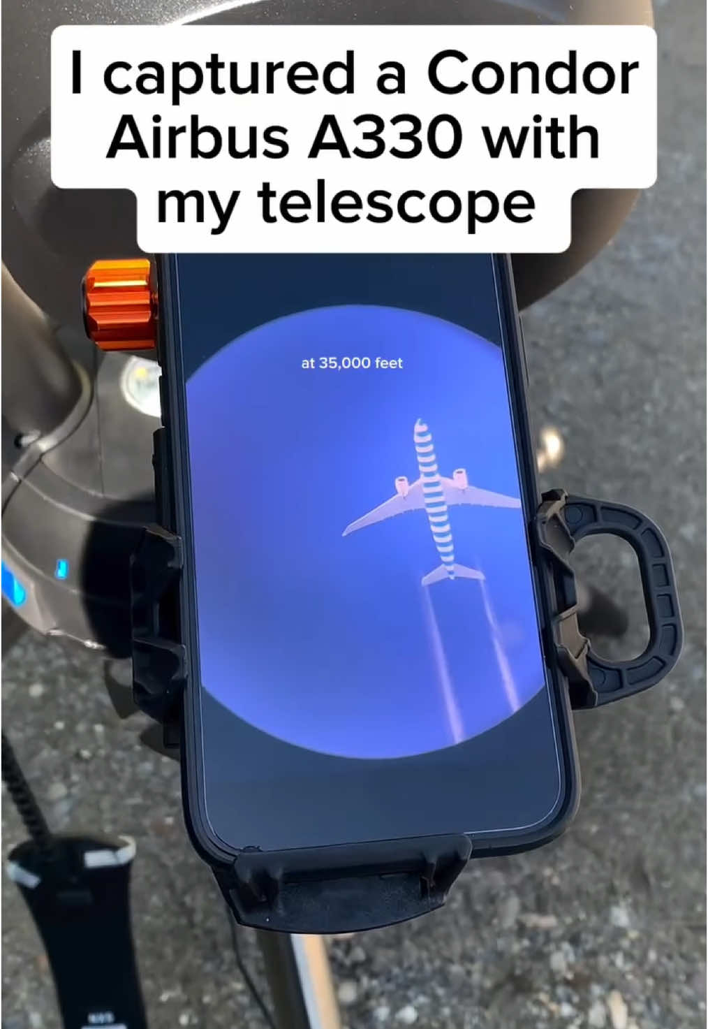 I captured a Condor Airbus a330 with my telescope🔭✈️ #fyp #foru #goviral #alphaviation #aviation #airplane #plane #avgeek #planespotting #telescope #airbus #a330 