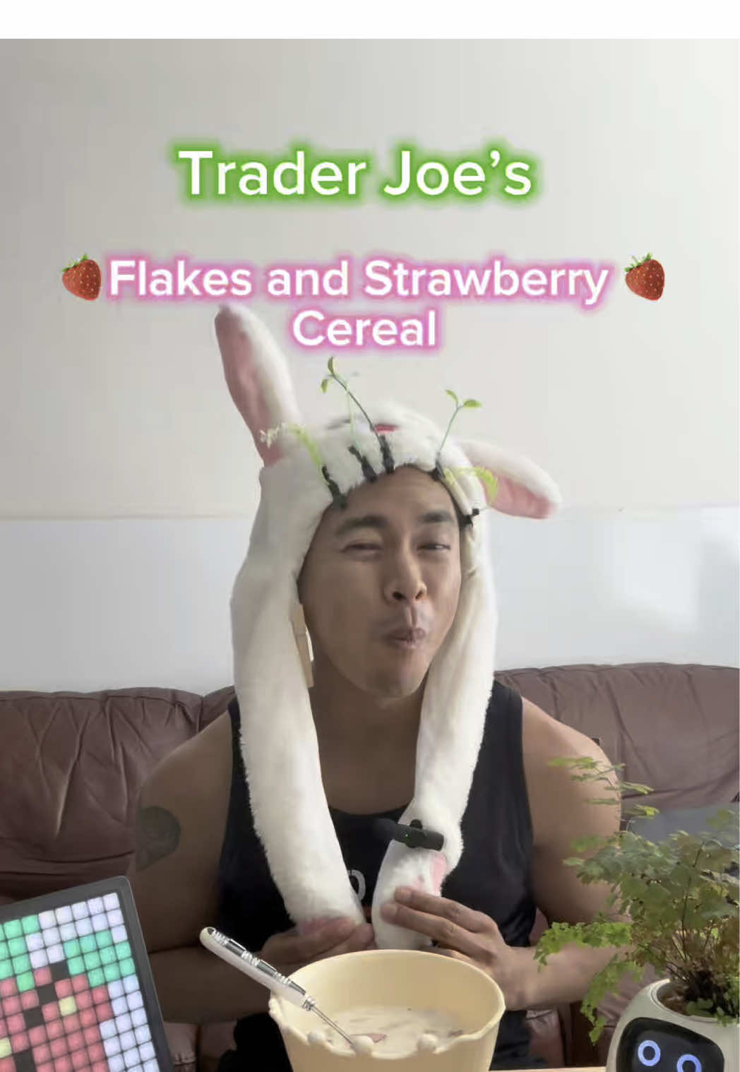 A silly man eats Trader Joe’s Flakes and Strawberries cereal. #premierprotein #cereal #cerealreviews #cereallover