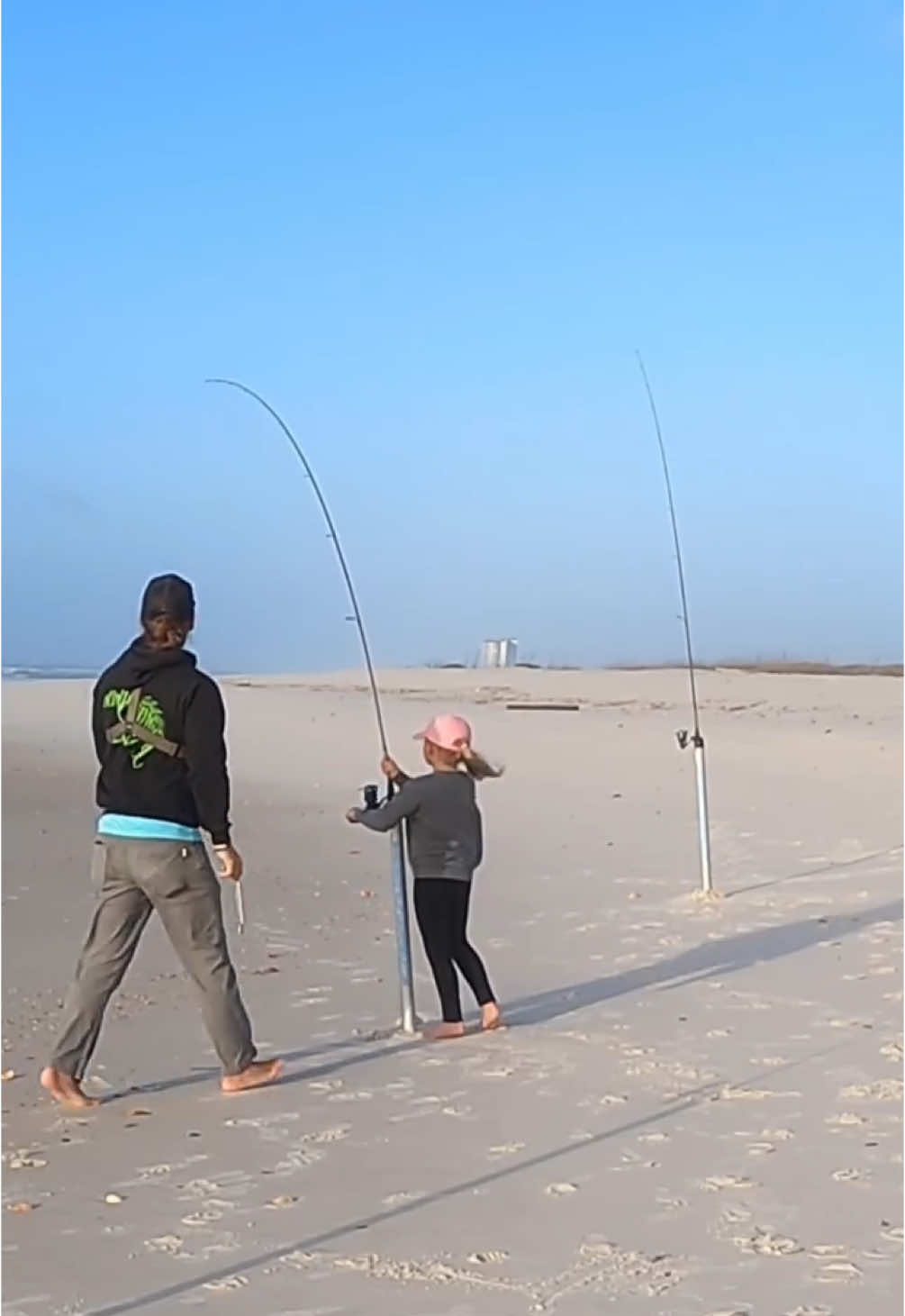 Baby girl caught a giant! #fishing #beach #saltwaterfishing 