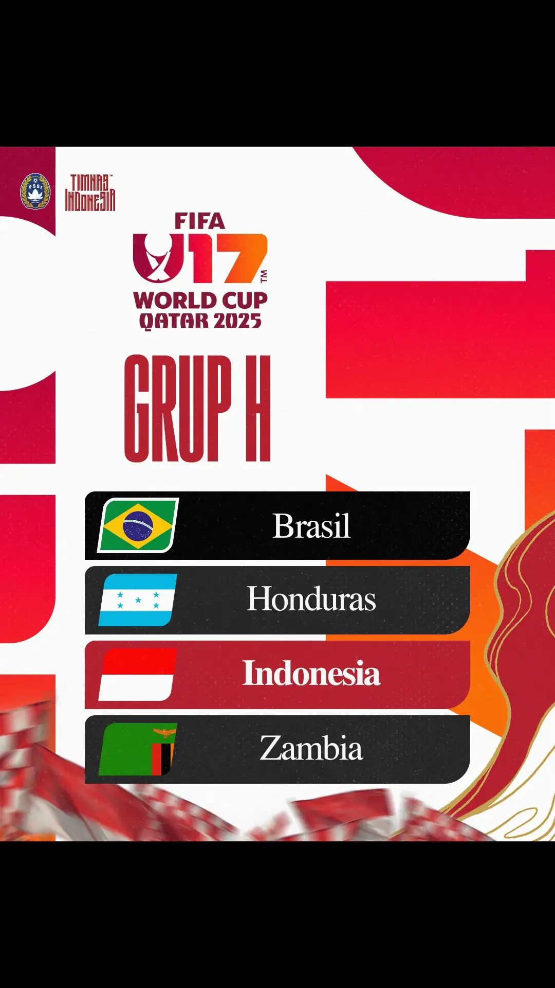 ✍️ Grup H 🗓️ 3-17 Nov 📍 Al Rayyan, Qatar 🆚 Brasil, Honduras, Zambia ‣ #KitaGaruda ‣ #U17WC