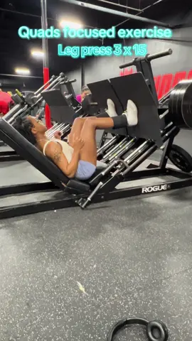 We want to build quads okay! Try doing leg press but with a closer stance a narrow stance. Which targets the outer and inner quad muscles, the vastus lateralis and vastus medialis, with limited hamstring use .  Come all the way to your chest! it will definitely help build those quads. Also put some weight on the damn bar 😝  #build #powerlifting #powerlifter #quads #legpress #strongwomen 