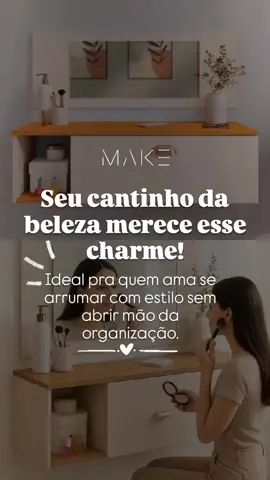Seu cantinho da beleza merece esse charme! Com design suspenso, espelho camarim, gaveta e nichos, a Penteadeira Joy une praticidade e elegância na medida certa. Fácil de montar e perfeita pra qualquer quarto! Confira agora nos destaques “Decoração”! #foyou #compraonline #achadosshopee 