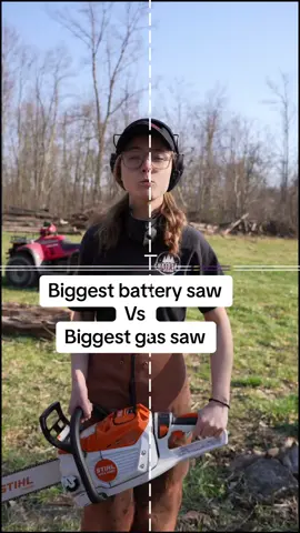 Biggest vs Biggest . . . . #chainsaw #chainsawjenna #stihl #chain #msa300 #vs #ms881 #womenwoodwork 