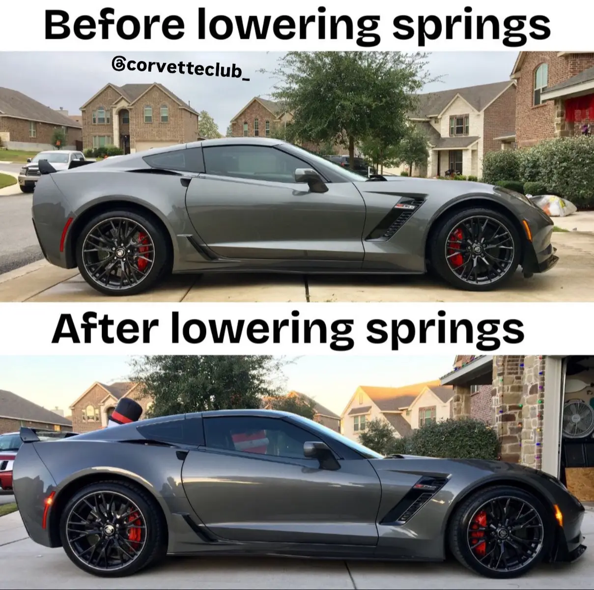 A set of lowering springs can change the whole appearance on the C7 Corvette and provide better aerodynamics!  #c8corvette #corvettestingray #corvettelifestyle #corvettelife #chevycorvette #corvettez06 #corvettezr1 #c7corvette #corvetteclub #corvettefans #corvetteracing #corvettenation 