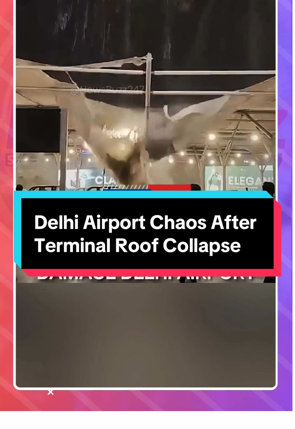 Heavy rains damaged a shade at Terminal 1 of Delhi’s Indira Gandhi International Airport. The shade collapse sent water gushing onto the pavement. #DelhiAirport #IGIA #BreakingNews #IndiaWeather #Monsoon2025 #AirportUpdate #NewsBuzz247 #TravelAlert #Terminal1 #RainDamage #InfrastructureNews #FYP #FY #TikTokNews #AirportChaos #DelhiRain #WeatherAlert #IndiaUpdates #FlightDelay #TravelNews 