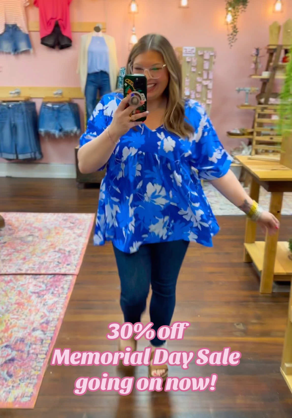 When you realize EVERYTHING is 30% off for Memorial Day… No code. No drama. Just cute clothes + a killer deal now through Monday at 11:59pm EST! In-store Monday 10–2 or shop online anytime! #MemorialDaySale #BoutiqueStyle #SizeInclusiveStyle #WeekendVibes #ShopTheSale #SmallBusinessStyle #HappilyEverCo