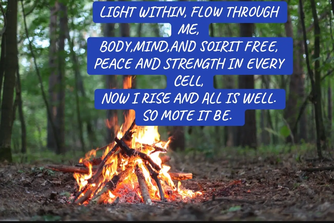 Say this chant 3 times to yourself or allowed. Light a candle, I usually use white for healing. Clear your mind and set ur intentions.  Feel the spirits and ur ancestors around you to guide you and to help you.  #witch #whitewitch #magic #candlework #healing #healer #crystalhealer #energy #ancestors #craft #woods #fire #breath #earth #air #fire #wind #spirit #fourcorners #pa #logcabin #fypシ #fypシ゚viral 
