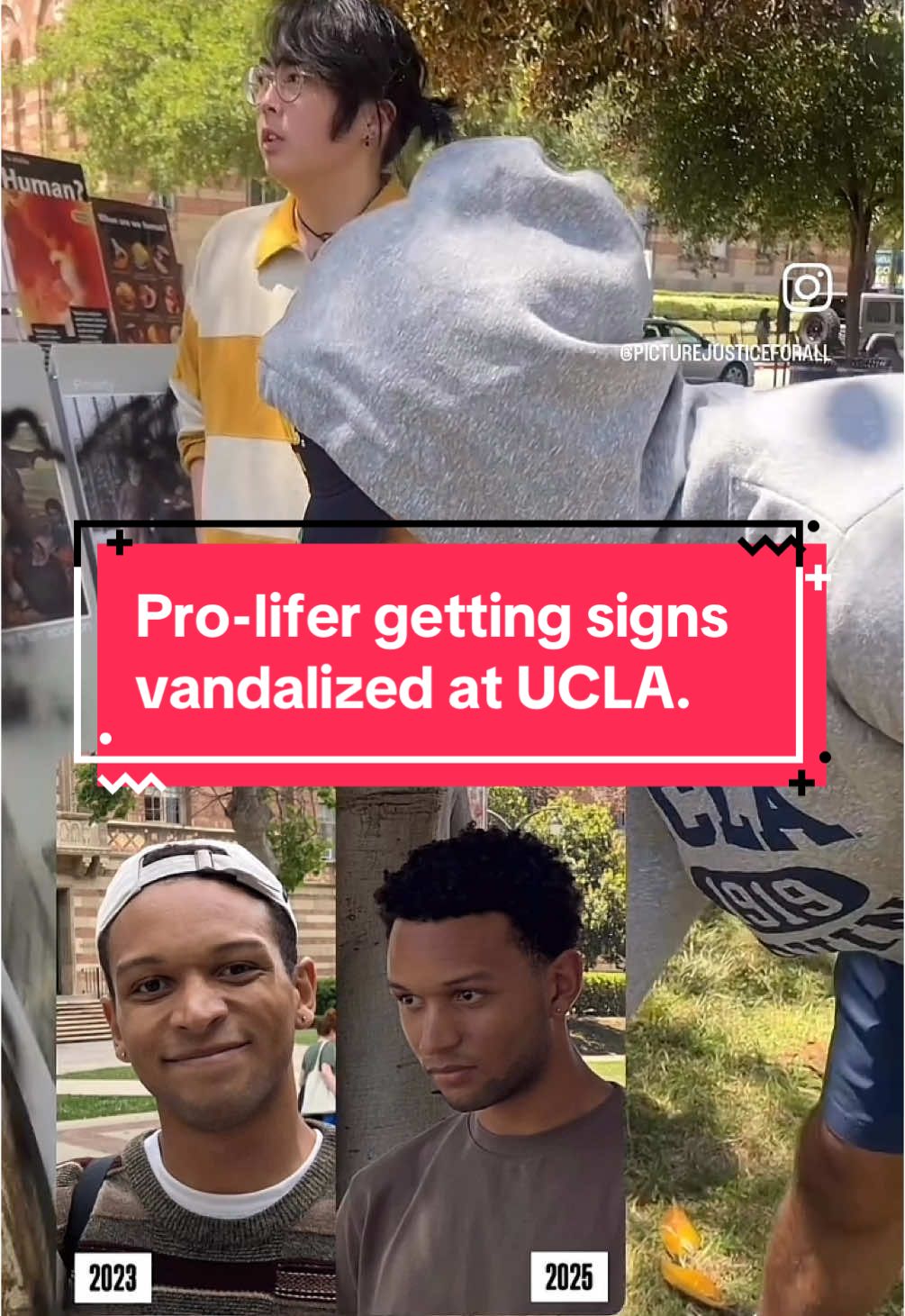 This student stole our friend’s sign in 2023. This time around he decided to vandalize them. UCLAPD is doing nothing even though they have his picture and videos of him doing this. Please tag UCLA and ask them why they are allowing this student to continue doing this.  #ucla #uclapd #abortion #prolife #reproductiverights #conservativesoftiktok #conservative