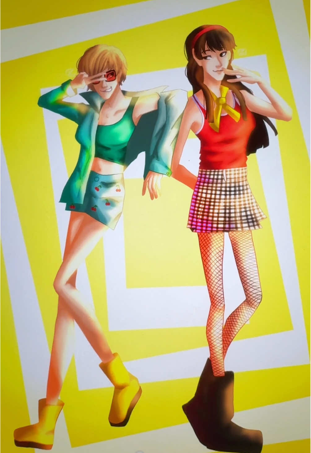 Saw these mannequins at the mall and immediately thought of them  #persona #persona4 #persona4golden #yukiko #chie #chiesatonaka #yukikoamagi #art #fanart #fyp #abc 
