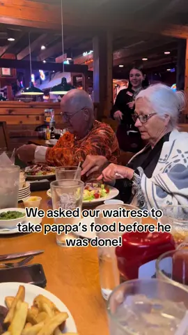 We decided to prank my dad this time! #fyp #texasroadhouse #foodprank #waitresstakesfood #dadprank 