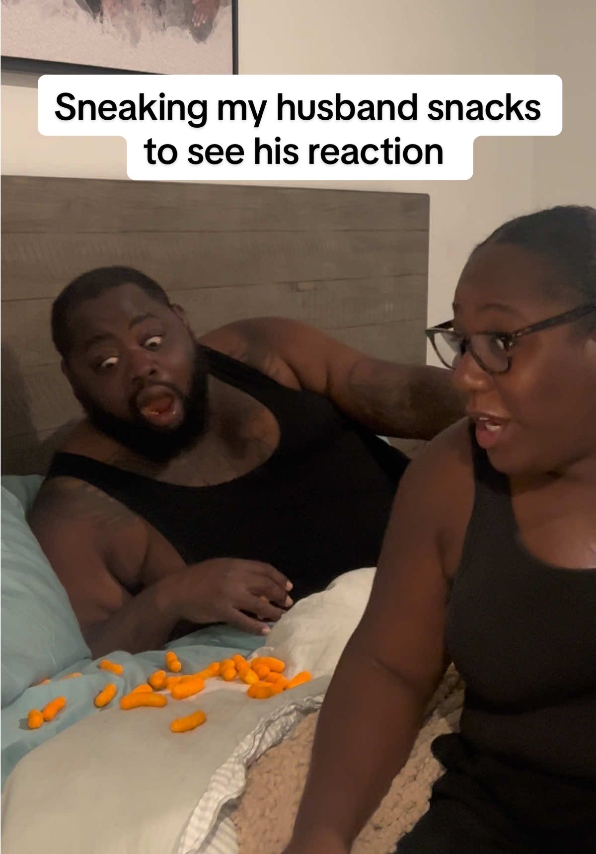 Don’t nothing go pass him about his food 🤣 #reaction #snacks #fyp #snacksandlex #funny #couplegoals #husbandwife 