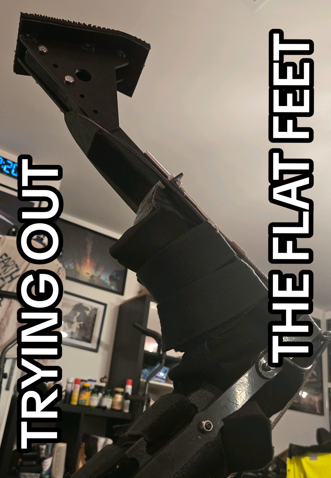 practicing with the flat feet on my @digilegs  i think these definitely also need to be adjusted to one or two notches higher in terms of height for it all to align right, though the kneepads make my knees look larger than they are also yes that's what I look like out of makeup #digilegs #digitigrade #digitigradelegs #stiltwalker #stiltwalking 