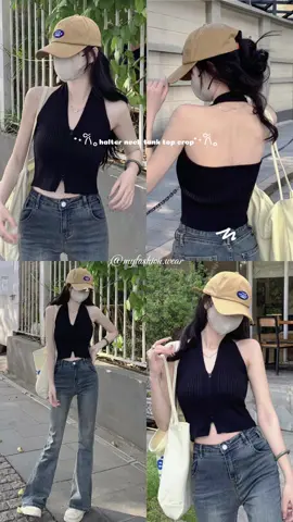 HALTER NECK TANK TOP CROP TOP #tanktop #tanktopcrop #croptop 