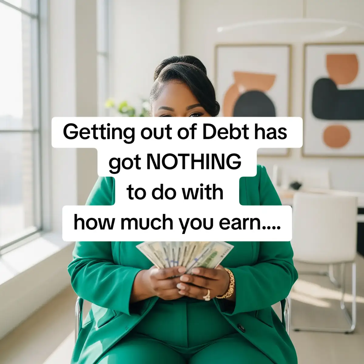 Getting out of debt has got nothing to do with how much you earn but everything to do with how much you KEEP! The more money you earned the further into debt you went.  You have to fix the SPENDING habit first!  like and follow for more tips to help you get out of debt.#creditcarddebt #howtogetoutofdebt #thefreedomfinancecoach #debtfreejourney 