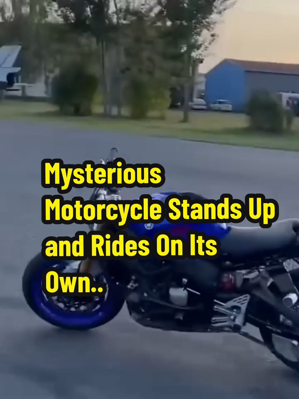 A strange and unbelievable moment caught on camera—this big motorcycle falls over, then suddenly stands up and rides by itself without a rider! It keeps moving and even changes direction.  #WeirdVideos #StrangeMoments #Unbelievable #MotorcycleMystery #CaughtOnCamera
