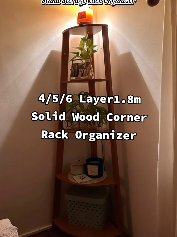 4/5/6 Layer1.8m Solid Wood Corner Rack Organizer #fyp #foryou #cornerrackorganizer #woodrackorganizer 