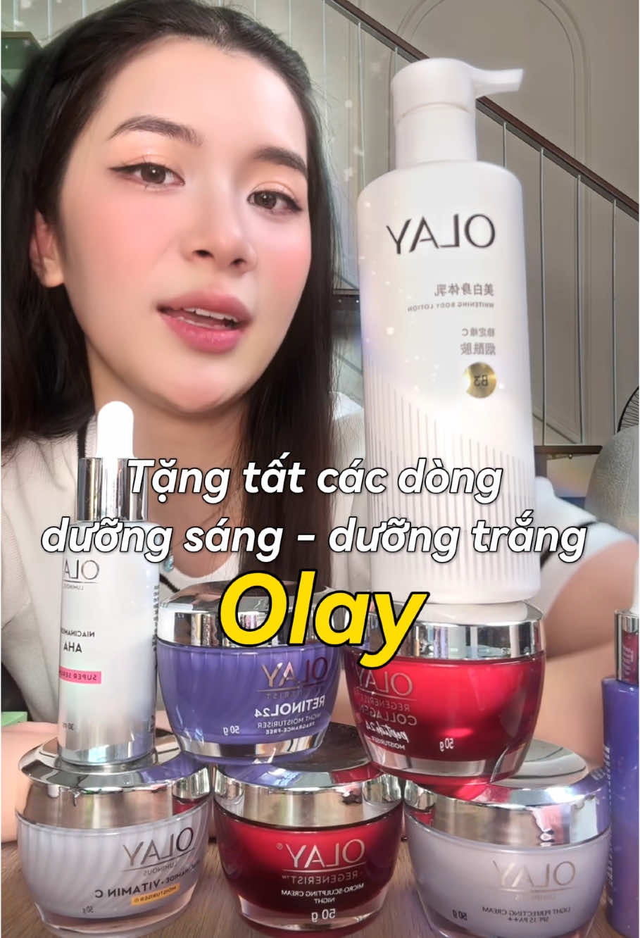 Review tất tần tật các dòng dưỡng sáng trắng Olay. Chị em vào ngay live của Lyn để săn nheee