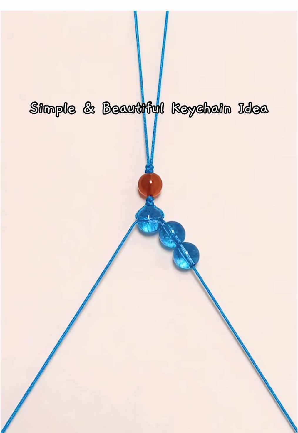 DIY Beaded Keychain & Handbag Charm Tutorial: Use one 80cm cord with 8mm & 5mm beads. Start with a snake knot, end with a phoenix tail knot. Perfect for beginners—use any beads you love for practice! Feel free to use any beads, bead sizes, or cord colors you have at home for practicing! #DIYKeychain #MacrameTutorial #BeadedKeychain #HandmadeCharm #MacrameCraft #KnottingTutorial #BeginnerFriendly