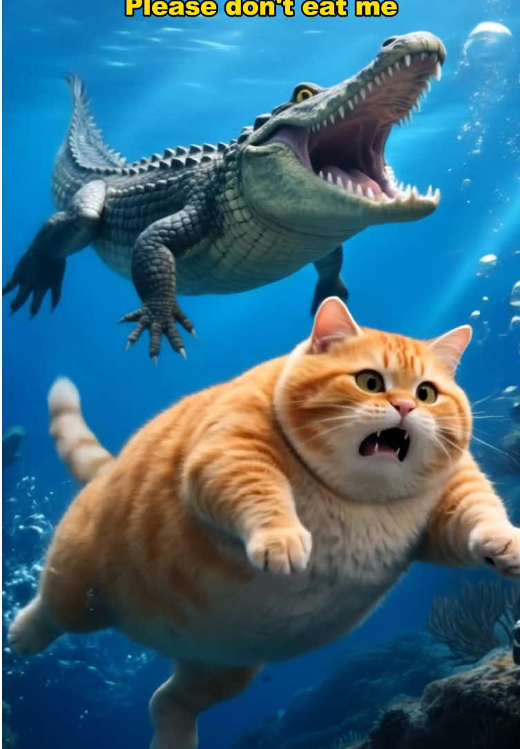 This orange cat is about to be eaten by a crocodile.😂😂#ai #aistory #cat #VideoTube #funny 