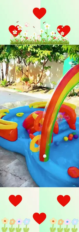 Children love this in summer, fitness games!!Intex 9.75ft x 6.3ft x 53in Rainbow Slide Kids Play Inflatable Pool Ring Center