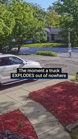 Home security camera footage was able to capture the moment a truck blew up and damaged multiple homes in suburban Chicago.  Police said the driver sustained minor injuries, and investigators believe a leaking propane tank being carried in the truck may have triggered the blast. #fyp #news #worldnews #shocking #explosion #chicago