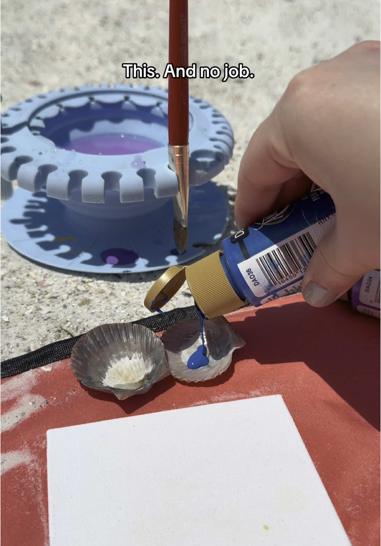 A girl can dream  Painting on the beach with my collapsibowl paint brush cleaner! Easy cleaning paint brushes, paint palette, & holds my brushes! #arttools #artist #painting 
