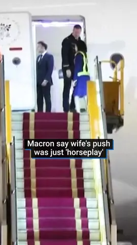French President Emmanuel Macron has dismissed concerns that his wife appeared to push her hand into his face. Macron says the incident, which happened moments after the pair touched down in Vietnam for a diplomatic mission, was just horseplay. #macron #france #news #fyp #worldnews
