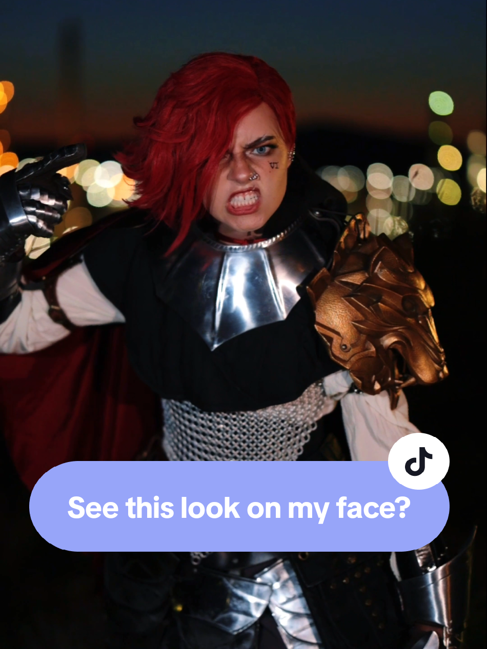 Vi, who has *this* look on her face 80% of the time: Still thinking about how much I LOVED cosplaying knight Vi, so if y'all have suggestions I would absolutely do more fantasy AUs in the future :) @Netflix @Netflix Geeked @riotgames  ⋅ ⊱⋅❂⋅⊰ ⋅ ⊱⋅❂⋅⊰ ⋅ ⊱⋅❂⋅⊰ ⋅ ❂ Become a Halcyfriend on Patreon to vote on more cosplays like this ✨️⚔️ ❂ While the ban is delayed, the future of TikTok is still uncertain. Stay connected with me on other platforms :) ❂ Armor pieces are from @Wyrmwick @Epic Armoury and Burgschneider. Details on where I got this cosplay and more are in my Beacons! ⋅ ⊱⋅❂⋅⊰ ⋅ ⊱⋅❂⋅⊰ ⋅ ⊱⋅❂⋅⊰ ⋅ #arcanecosplay #vicosplay #viarcane #netflixarcane #vi #arcane #arcaneau #cosplayau #fantasyau #knightau #cosplaycrossover #fantasycore #fantasycosplay #fantasyaesthetic #knightaesthetic  #ladyknights #dndcosplay #knightcore