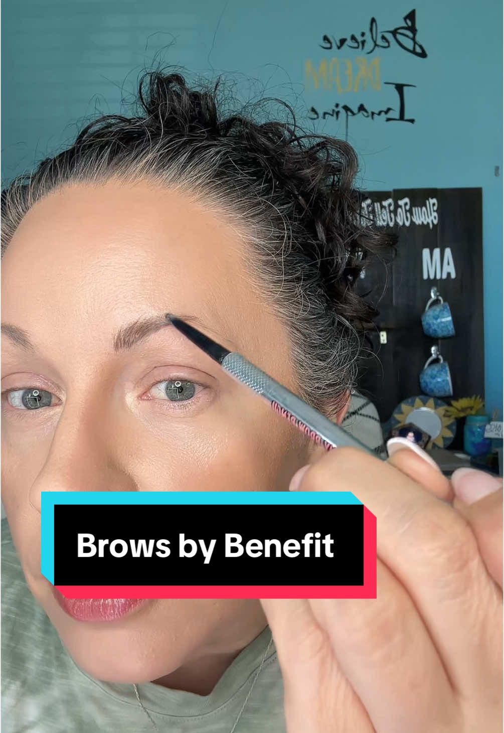 My go-to brow product for years!! I am hard pressed to use anything else!  @Benefit Cosmetics makes the perfect brow combo! #brows #browroutine #benefitcosmetics #browsbybenefit #browtutorial #over40beauty #over40makeup #makeupover40 #90sbrows #browproducts 