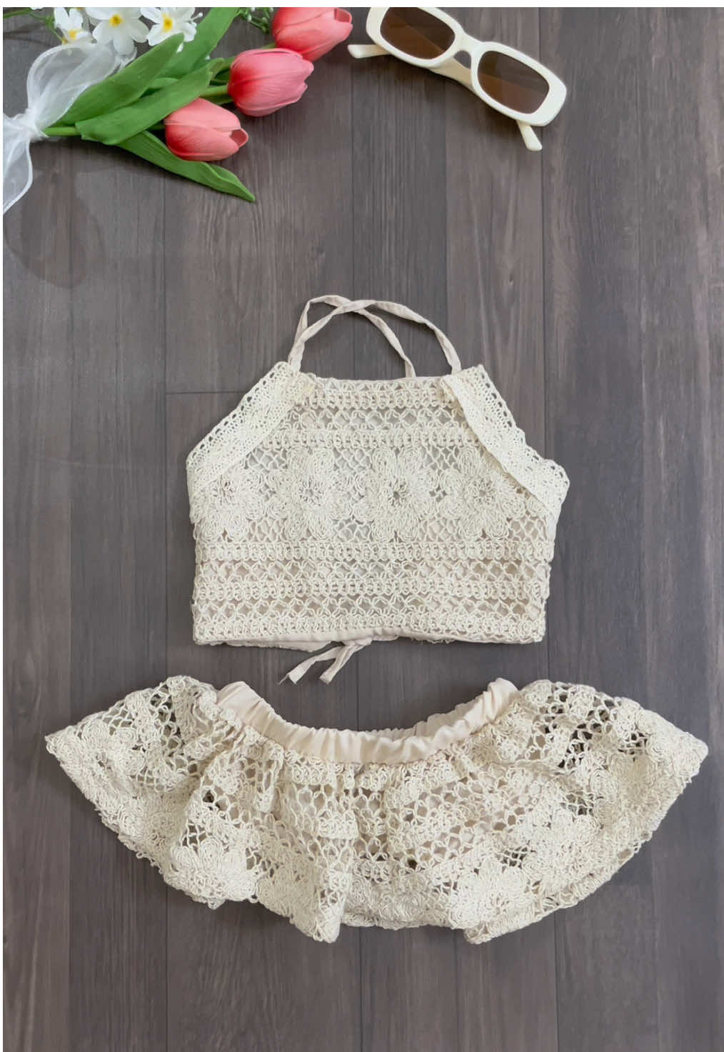 Sét đồ đi biển chất ren mềm xinh yêu cho bé#xuhuongtiktok #thoitrangtreem #thoitrangchobe #domuahechobe #bikinichobe #dodibien #xuhuong 