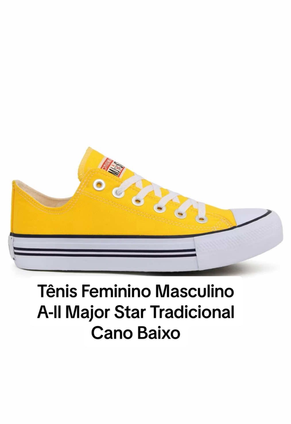 Comente Quero te envio Link 🛍️ Tênis Feminino Masculino A-ll Major Star Tradicional Cano Baixo Clássico  ******PRODUTO ORIGINAL MAJOR SPORTS COM NOTA FISCAL***** PRODUTO ENVIADO NO MESMO DIA PELA SHOPEE ( a entrega mais rápida do Brasil ). Olá!!! Sejam bem vindos a Silva shoes, uma loja especializada em produtos de qualidade, conforto e com um ótimo custo benefício. O CLÁSSICO QUE NÃO SAI DE MODA! Quem nunca teve uma história com um Tênis Major Star ? Um clássico atemporal que atravessa gerações e agrada diversas tribos graças ao seu design versátil e descolado. INFORMAÇÕES TÉCNICAS DO NOSSO PRODUTO Modelo - Tênis Major Star Material cabedal - lona (100% algodão) Solado - Antiderrapante Palmilha- Macia super confortável Material do forro - Lona Garantia do Fornecedor - Contra defeitos de fabricação Forma do calçado - Tamanho normal BENEFÍCIOS EM ADQUIRIR O PERODUTO EM NOSSA LOJA *Entrega realizada pelo mercado envios ( a mais rápida do Brasil, podendo chegar em até 2 dias úteis na maioria das regiões do país). *Todos os nossos produtos são conferidos e cuidadosamente embalados em caixas acompanhando todos os itens do produto. *Todos nossos produtos possuem nota fiscal garantindo a originalidade do produto. *Erros acontecem, e por isso temos garantia em todos os nossos tênis. *Caso algum produto não sirva basta ir nos detalhes da compra e marcar que é o tamanho escolhido mais não serve que trocaremos sem custo algum para você. *Todos os nossos tênis são iguais as fotos do anúncio. *As compras podem ser parceladas no cartão totalmente sem juros. *Possuímos um atendimento especializado para sanar todas as dúvidas. TABELA DE MEDIDAS DO CALÇADO (PALMILHA) Para medir e comparar se o tamanho ficara correto, basta tirar a palmilha do calçado que você usa normalmente e comparar com a tabela abaixo: 34 - 22,7 cm 35 - 23,0 cm 36 - 24,0 cm 37 - 24,3 cm 38 - 25,2 cm 39 - 25,5 cm 40 - 26,6 cm 41 - 27,1 cm 42 - 27,9 cm 43 - 28,4 cm INSTRUÇÕES DE LAVAGEM - Não lavar calçados em máquina de lavar roupas, usar apenas pano úmido - Ao limpar seu calçado, a secagem deve ser realizada na sombra. Garantia do vendedor: 30 dias #tenis #allstar #classico 