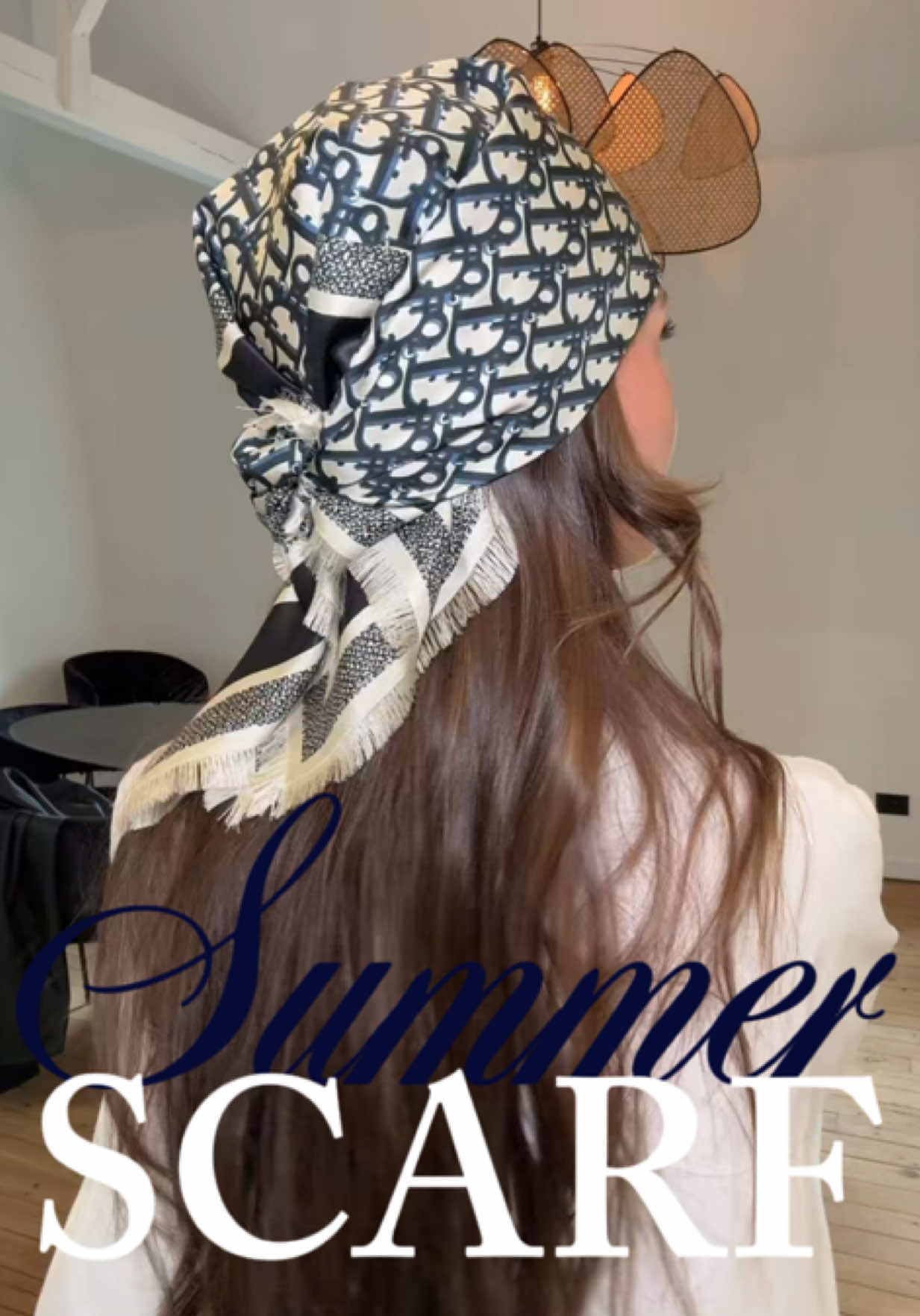 Summer scarf 💙🤍#fyp #scarf #scarfstyles #scarfhack #♥️ @Dior 