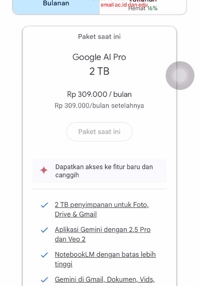 Punya email edu atau ac.id? Bisa dapat Google AI Pro dan 2TB Google One Selama 15 Bulan Saya sudah coba dan semua berhasil Langsung coba di sini https://one.google.com/explore-plan/ai-premium-student #fppppppppppppppppppp #babelanhits #googleone2tb #googleone #google 