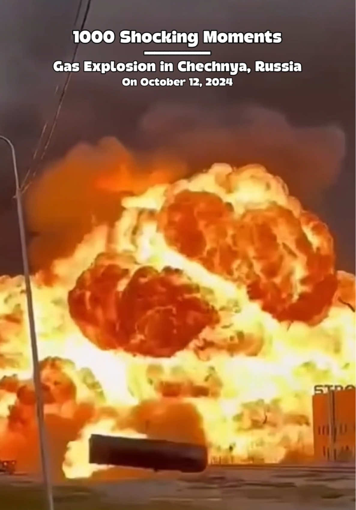 On October 12, 2024, an explosion occurred at a fuel station in Grozny, the capital of Chechnya, Russia. The explosion resulted in the deaths of at least four individuals, including two children, and injured several others. The explosion was captured on video, showing a massive fireball and the violent propulsion of a fuel tank across the area. #chechnya #explosion  #gas  #fyp 