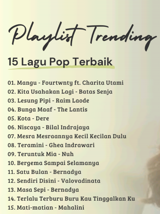 playlist trending 15 lagu pop Indonesia Viral Tiktok #liriklagu #coversong #xyzbcafypシ #lewatberanda #fyp #laguviral #cover #pop 
