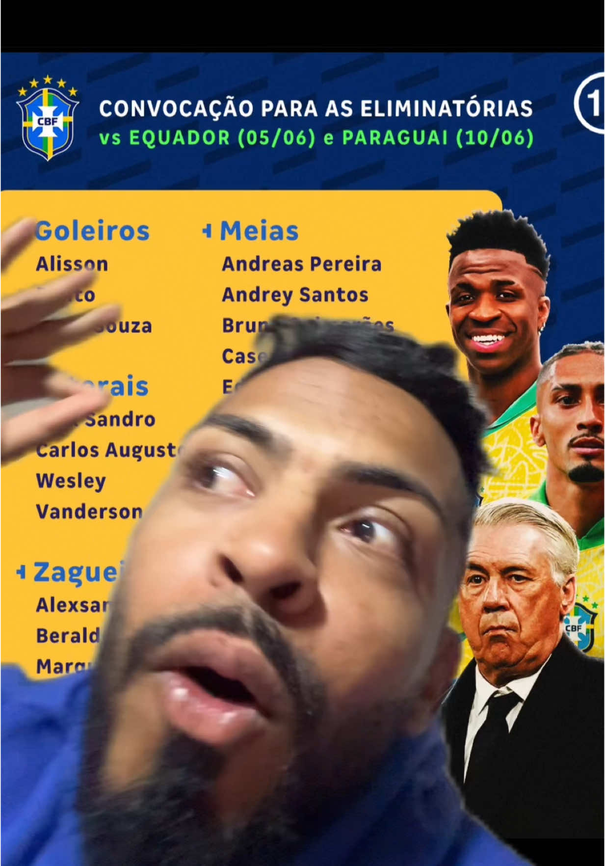 SELEFLA DO ANCELLOTI CONVOCADA🤯🤯🤯 #tiktokesportes #selecaobrasileira #brasil 