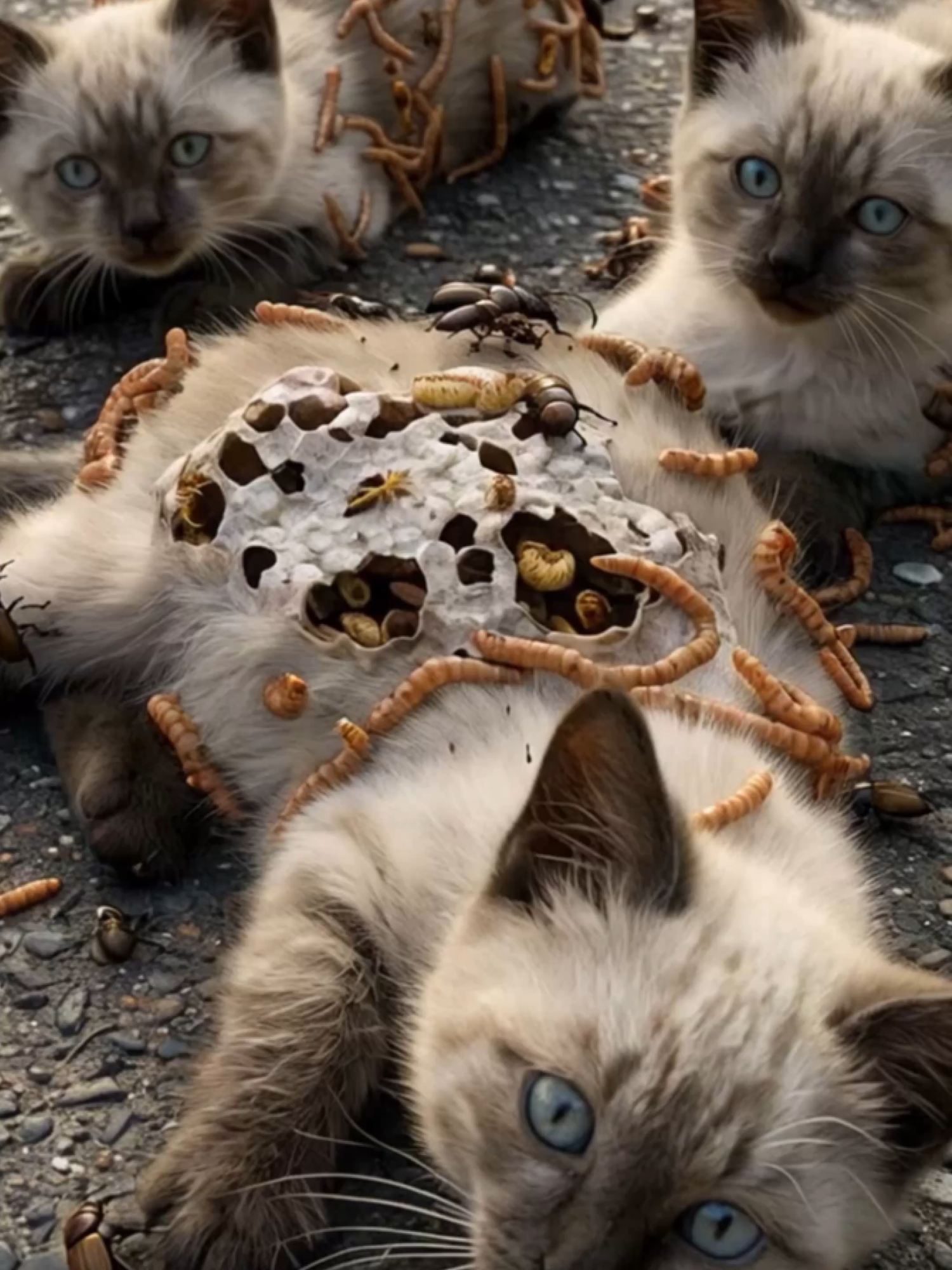 Badgers Step In to Save Helpless Kittens – A Life-Saving Feast in the Dirt #WildlifeRescue #BadgerHeroes  Three tiny kittens lie helpless on a filthy, debris-strewn road, their fragile bodies covered in writhing worms and insects. Their cries echo through the cold air as the parasites cling to their fur, draining their strength. But suddenly, a group of determined badgers arrives, devouring the worms and insects one by one. With each bite, the badgers are slowly freeing the kittens from their living nightmare. Can these unexpected heroes save the helpless kittens before it’s too late? Watch as hope emerges from the most unlikely of places. Subscribe and like to support more life-saving rescues! 🐾💚 Subscribe for more wildlife rescues! #WildlifeRescue #AnimalRescue #BadgerHeroes #SaveTheKittens #EmotionalRescue #HopeForAnimals #AnimalSaviors