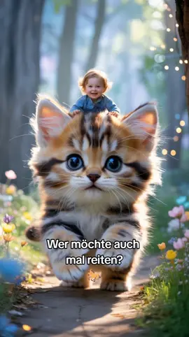 Kleines Kind reitet auf einer riesigen Katze – wie aus einem Märchen! #cute #cuteanimal #funny #katze #viral #foryou #fantasy #magisch