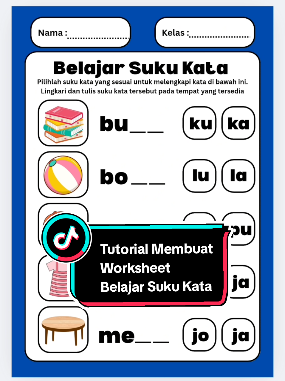 Tutorial membuat Worksheet belajar suku kata di canva  semoga membantu 😊 #tutorial  #canva  #belajarbersama  #produkdigital  #sukukata 