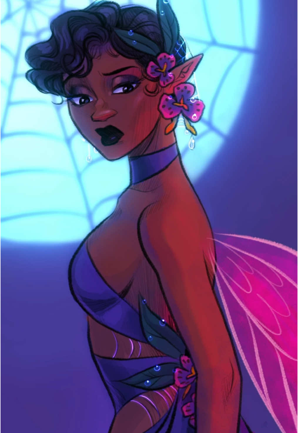 Dante, I know she’s very pretty, but she IS still sort of an eldritch horror in her own sparkly way? And she’s been BORED lately. Let’s choose our words wisely. Anyways yeah, my favorite dynamic: “Why do I hear boss music?” No long description today because I’m exhausted, but I wanted to get something out for y’all! Especially after how kind you were to the animated reel I did recently! #fantasybooks #goldandgossamer 